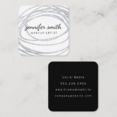 Elegant Silver Glitzer Scribble Quadratische Visitenkarte (Vorne/Hinten)