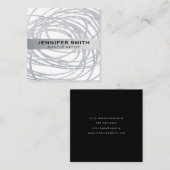 Elegant Silver Glitzer Scribble Quadratische Visitenkarte (Vorne/Hinten)