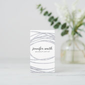 Elegant Silver Glitzer Scribble Visitenkarte (Stehend Vorderseite)