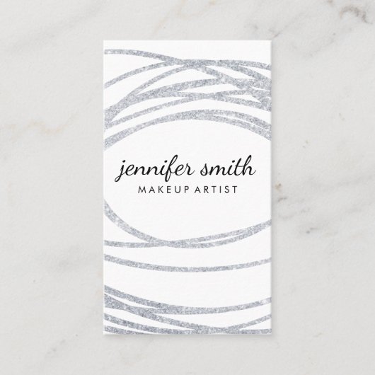 Elegant Silver Glitzer Scribble Visitenkarte (Vorderseite)
