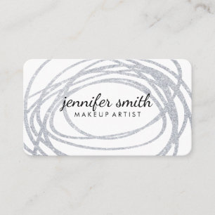 Elegant Silver Glitzer Scribble Visitenkarte