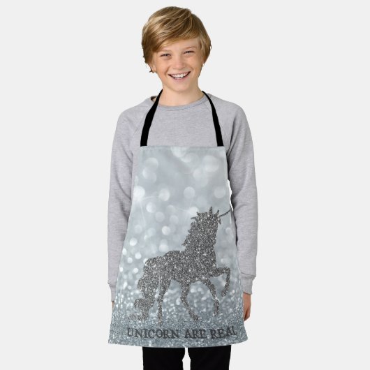 Elegant Silver Glitzer Unicorn , Bokeh Schürze (Getragen)
