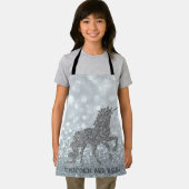 Elegant Silver Glitzer Unicorn , Bokeh Schürze (Insitu)