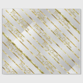 Elegant Silver Gold Frohe Weihnachten Geschenkpapier (Flach)