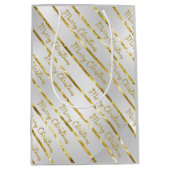 Elegant Silver Gold Frohe Weihnachten Mittlere Geschenktüte (Vorderseite)