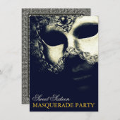 Elegant Silver Gold Sweet 16 Masquerade Einladung (Vorne/Hinten)