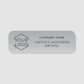  Elegant Silver Gradient Logo Employee Plastic  Namensschild (Vorderseite)