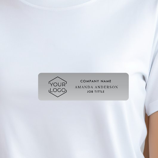  Elegant Silver Gradient Logo Employee Plastic  Namensschild