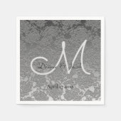 Elegant Silver Gray Custom Wedding Monogram Napkin Serviette (Vorderseite)