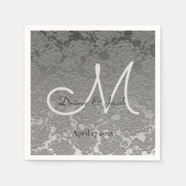 Elegant Silver Gray Custom Wedding Monogram Napkin Serviette