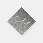 Elegant Silver Gray Custom Wedding Monogram Napkin Serviette (Ecke)