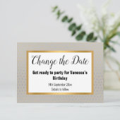 ELEGANT SILVER GRAY GOLD ÄNDERN DAS DATUM RSVP KARTE (Stehend Vorderseite)