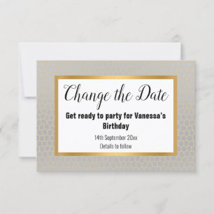 ELEGANT SILVER GRAY GOLD ÄNDERN DAS DATUM RSVP KARTE
