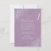 Elegant Silver Gray Lace Lavender Wedding Save The Date (Rückseite)