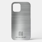 Elegant Silver Gray Monogram Case-Mate iPhone Hülle (Rückseite)