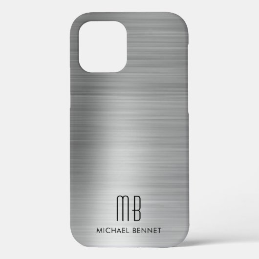 Elegant Silver Gray Monogram Case-Mate iPhone Hülle (Rückseite)