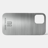 Elegant Silver Gray Monogram Case-Mate iPhone Hülle (Rückseite (Horizontal))