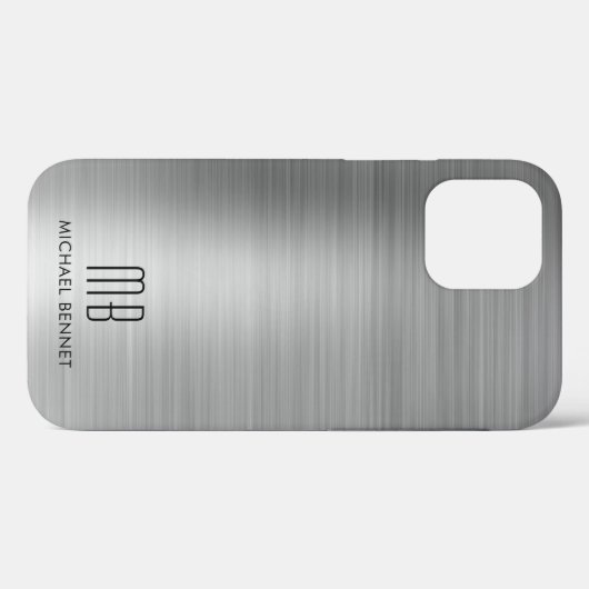 Elegant Silver Gray Monogram Case-Mate iPhone Hülle (Rückseite (Horizontal))