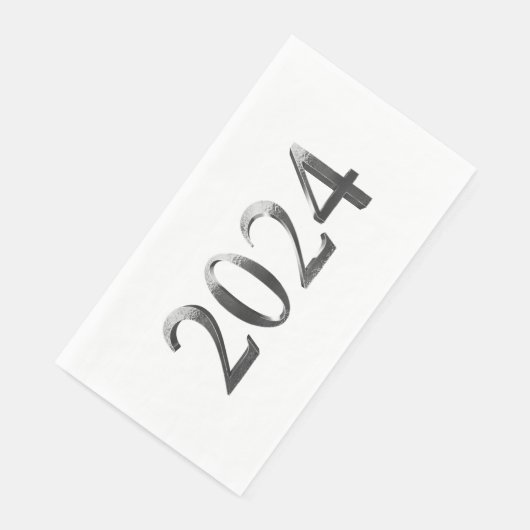 Elegant Silver Gray Numbers Happy New Year 2024 Serviette (Ecke)