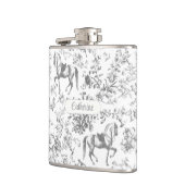 Elegant Silver Gray Reittier Toile Name Flachmann (Links)