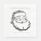 Elegant Silver Gray Santa Claus Frohe Weihnachten Serviette (Vorderseite)
