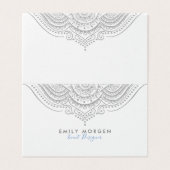 Elegant Silver-Gray Verziert Mandala Visitenkarten (Außenseite Aufgefaltet)