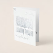 Elegant Silver Greenery Rote Blume Weihnachten Fot Folienkarte (Vorderseite)