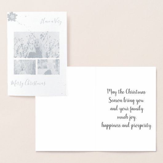 Elegant Silver Greenery Rote Blume Weihnachten Fot Folienkarte (Anzeige)