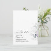 Elegant Silver Greenery Save the Date Ankündigung (Stehend Vorderseite)