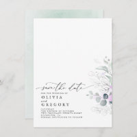 Elegant Silver Greenery Save the Date