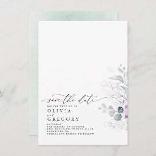 Elegant Silver Greenery Save the Date Ankündigung