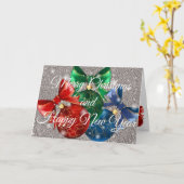 Elegant Silver Happy Holidays Karte (Gelbe Blume)