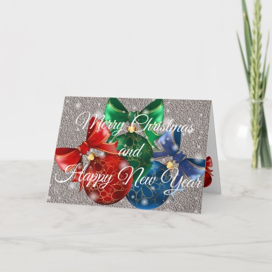 Elegant Silver Happy Holidays Karte (Vorderseite)
