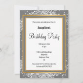 ELEGANT SILVER HOLOGRAPHIC GOLD BIRTHDAY EINLADUNG (Vorderseite)
