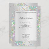 ELEGANT SILVER HOLOGRAPHIC PASTEL WEDING EINLADUNG (Vorne/Hinten)