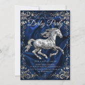 Elegant Silver Horse Derby Party Invitation with N Einladung (Vorderseite)