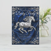 Elegant Silver Horse Derby Party Invitation with N Einladung (Stehend Vorderseite)