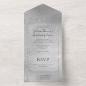 Elegant Silver Lace Floral All In One Einladung (Innen Boden)