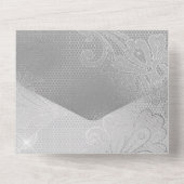 Elegant Silver Lace Floral All In One Einladung (Rückseite)
