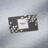 Elegant Silver Leaf Branch Minimalist Black Magnetische Visitenkarte (Beispiel)