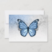 Elegant Silver Light Baby Blue Butterfly Wedding RSVP Karte (Rückseite)