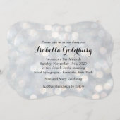 Elegant Silver Lights Bat Mitzvah Einladung (Vorne/Hinten)