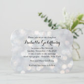 Elegant Silver Lights Bat Mitzvah Einladung (Stehend Vorderseite)