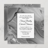 Elegant Silver Marble Agate Hochzeit Einladung (Vorne/Hinten)