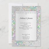 ELEGANT SILVER MARBLE HOLOGRAPHIC PASTEL WEDING EINLADUNG (Vorderseite)