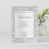 ELEGANT SILVER MARBLE HOLOGRAPHIC PASTEL WEDING EINLADUNG (Stehend Vorderseite)