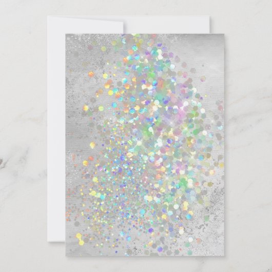 ELEGANT SILVER MARBLE HOLOGRAPHIC PASTEL WEDING EINLADUNG (Rückseite)
