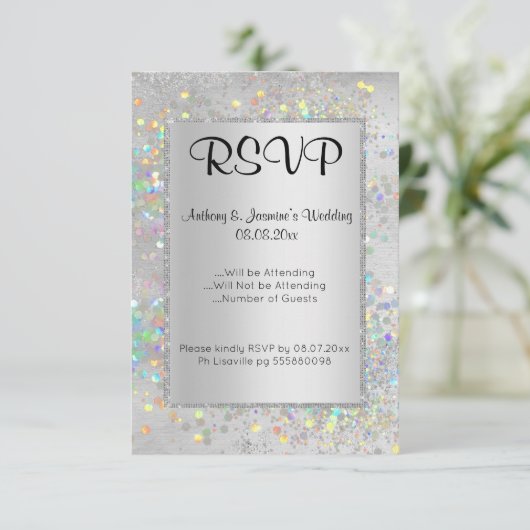 ELEGANT SILVER MARBLE HOLOGRAPHISCHE UAWG EINLADUNG (Stehend Vorderseite)