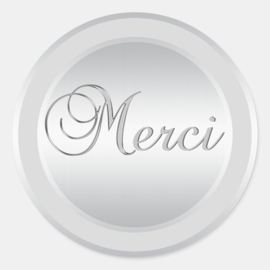 Elegant Silver MERCI Labels Stickers (Vorderseite)