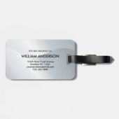 Elegant Silver Metallic Wavey Brushed Monogram Gepäckanhänger (Rückseite horizontal)